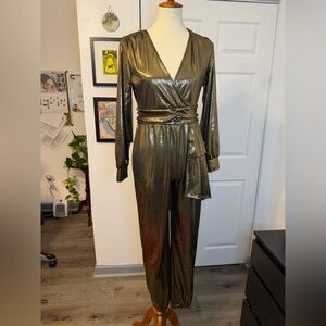 Vintage Metallic Disco Gold Jumpsuit